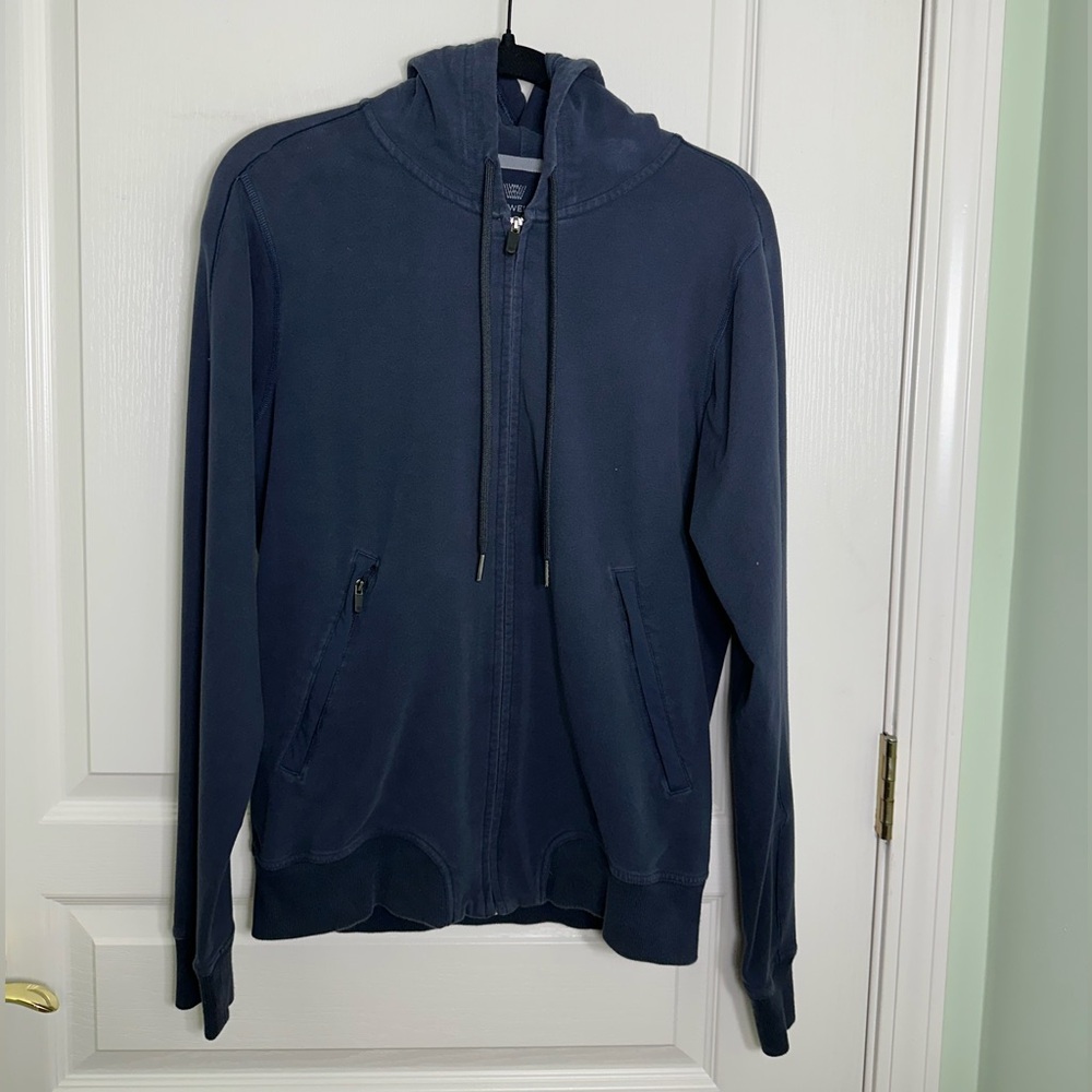 Mack Weldon ACE Full-Zip Hooded Sweatshirt Dark Total Eclipse Blue - Medium